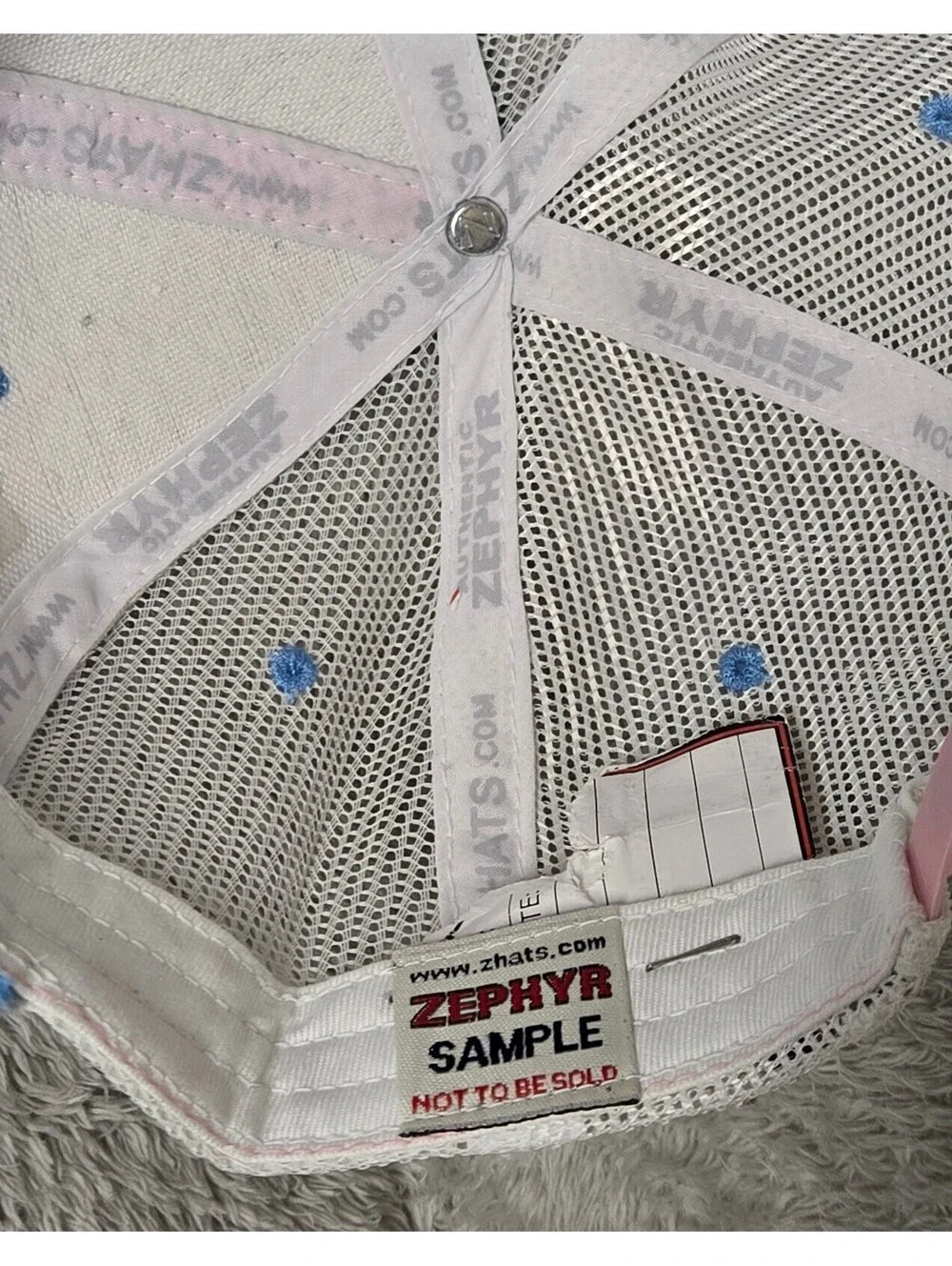 Zephyr Vegas Rhinestone Pink Blue Mesh Trucker Snapback Hat Sample Cap